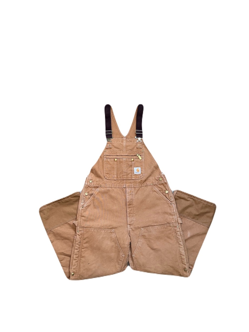 Carhartt Duck Canvas bib overalls Mens size 38x30 Brown R41-BRN Quilt Lined